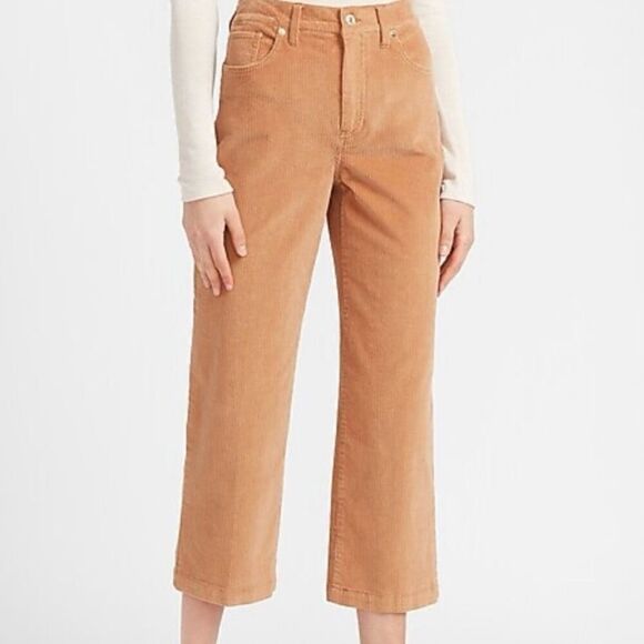 Express corduroy wide leg high rise crop pant size 2 - Picture 1 of 14